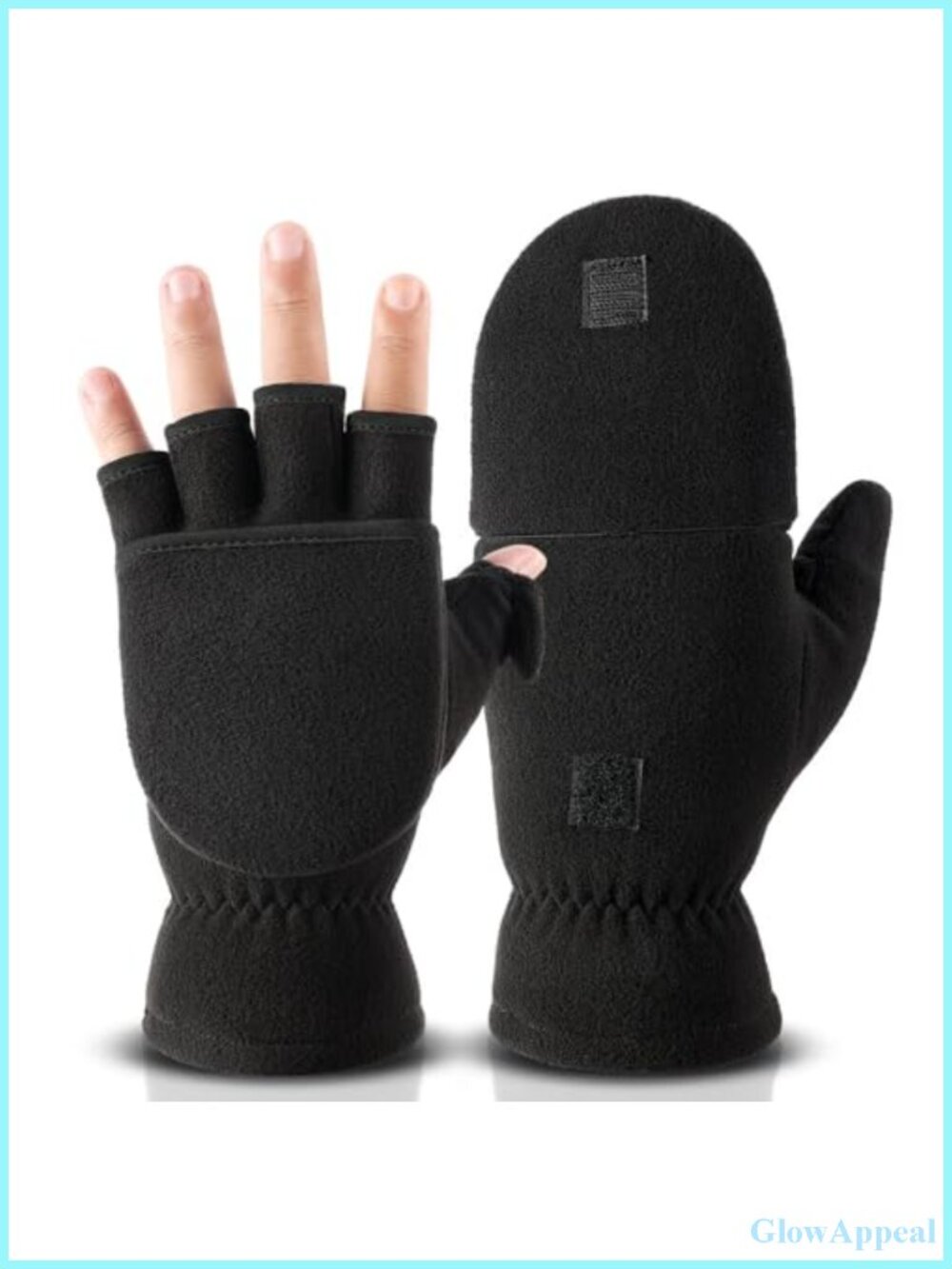 Fingerless Convertible Mittens with Flap - Fleece Winter Gloves